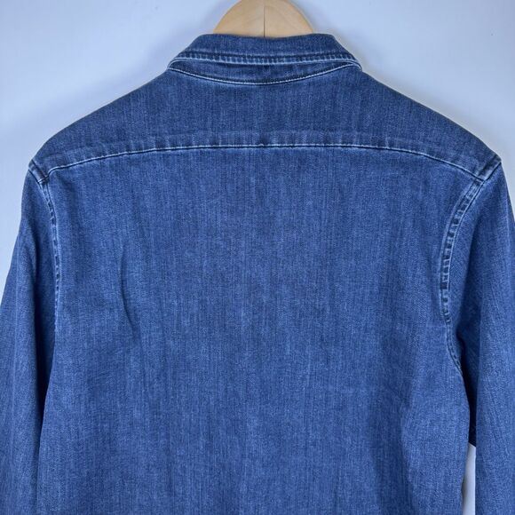 Seagale Mens XXL Denim Shirt Blue Tencel Stretch Long Sleeve Button Down Casual - Picture 5 of 10